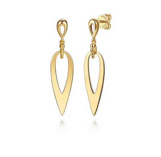 14K Yellow Gold Bujukan Stud Drop Earrings